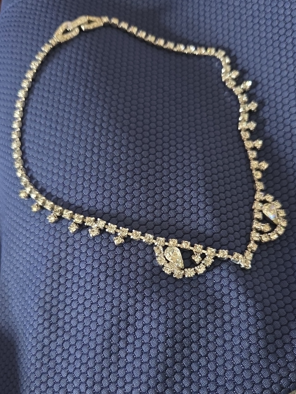 Rare Weiss 15" Rhinestone Necklace - Mid Century